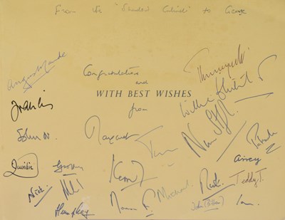 Lot 260 - Greeting card, signed by members of the 'Shadow Cabinet' congratulating Viscount Tonypandy