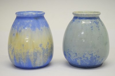 Lot 464 - Two Ruskin Pottery pale blue ground vases