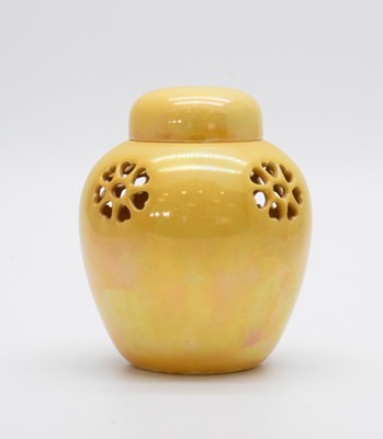 Lot 468 - Ruskin pottery miniature pierced ginger jar