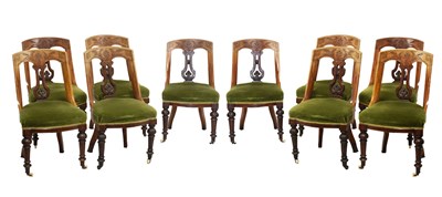 Lot 568 - Set of ten Victorian walnut 'Klismos' chairs