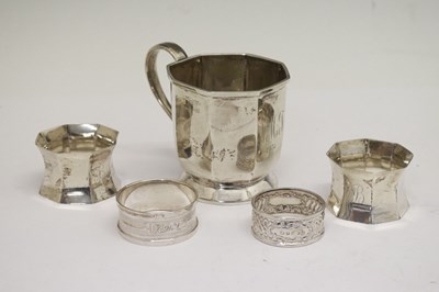 Lot 181 - George V silver Christening mugs and napkin rings