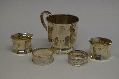 Lot 181 - George V silver Christening mugs and napkin rings