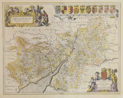 Lot 372 - 17th Century hand-coloured engraved map of Gloucestershire & Monmouthshire