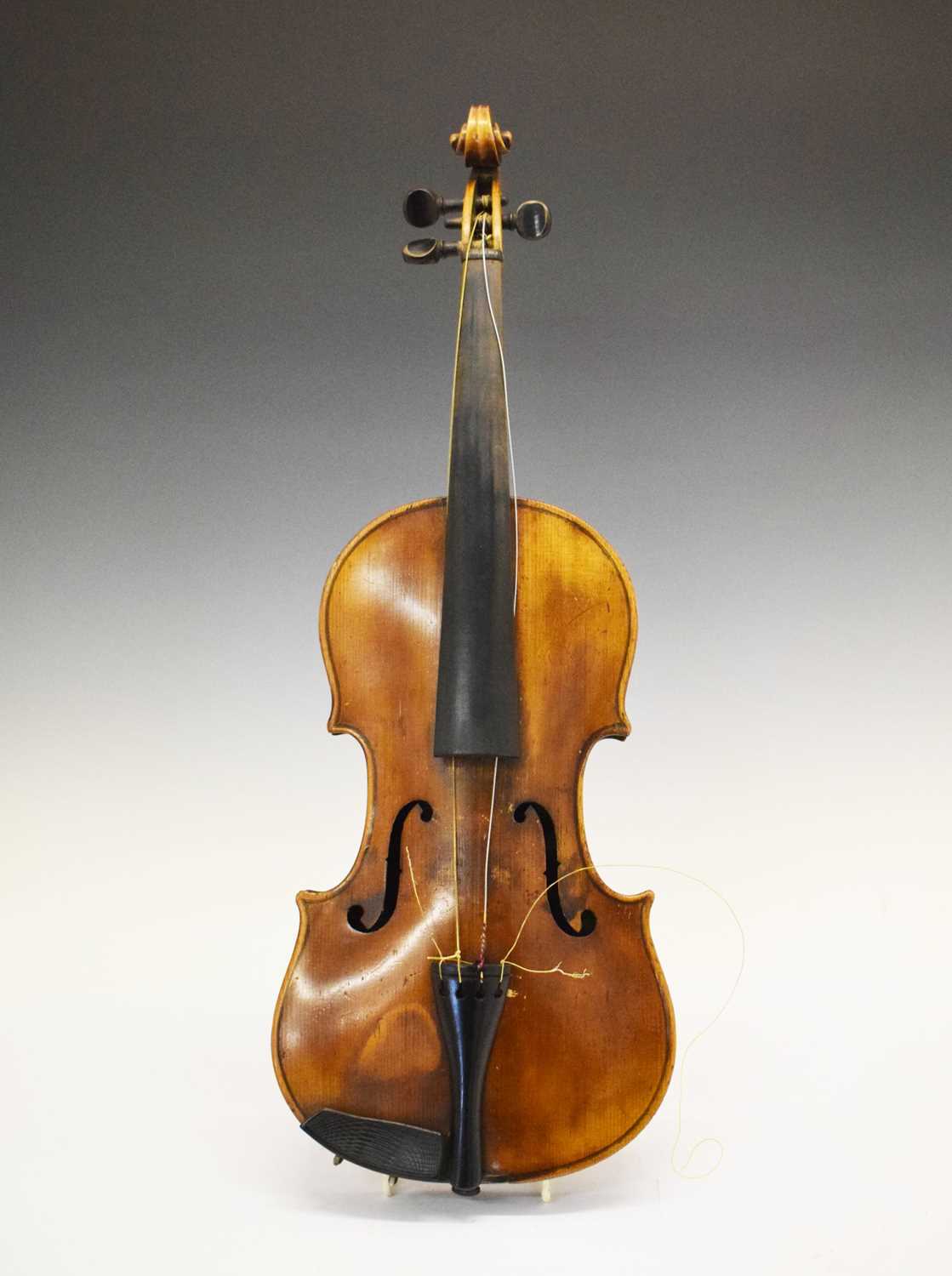 Lot 286 - Cased violin, the back stamped 'Duke London'