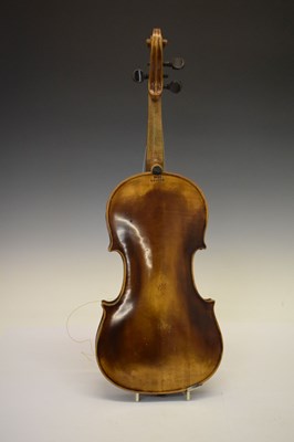 Lot 286 - Cased violin, the back stamped 'Duke London'