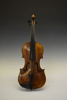 Lot 286 - Cased violin, the back stamped 'Duke London'