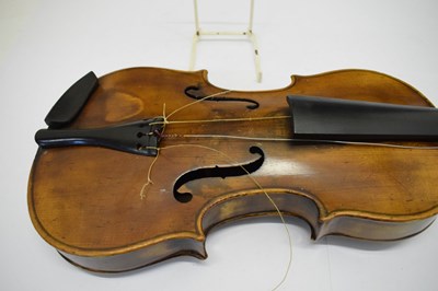 Lot 286 - Cased violin, the back stamped 'Duke London'