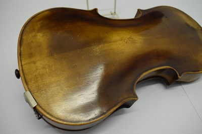 Lot 286 - Cased violin, the back stamped 'Duke London'