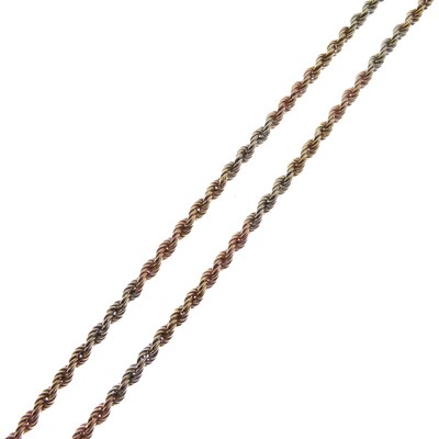 Lot 72 - 9ct gold tricolour rope-link necklace