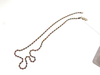 Lot 72 - 9ct gold tricolour rope-link necklace