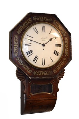 Lot 518 - William IV inlaid rosewood-cased single-fusee drop-dial wall clock