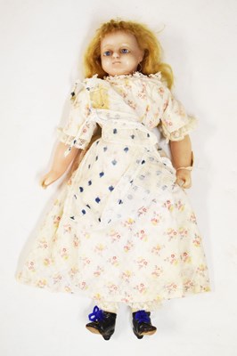 Lot 202 - 19th Century wax shoulder head doll, attributed to Pierotti