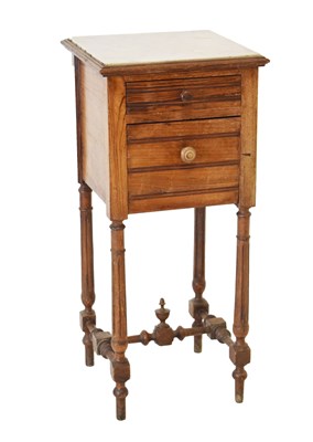 Lot 598 - French marble-topped pitch pine night cupboard