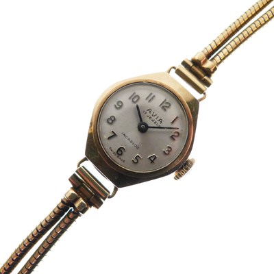 Lot 116 - Avia - Lady's 9ct gold 17 jewels Incabloc cocktail watch