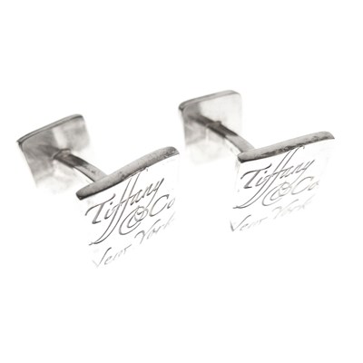 Lot 97 - Pair of silver Tiffany & Co square cufflinks