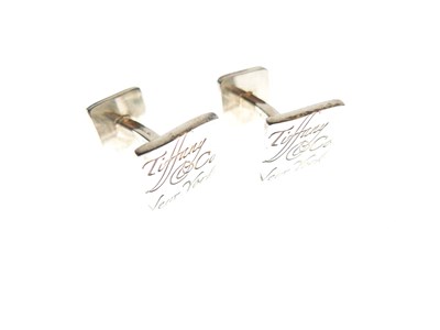 Lot 97 - Pair of silver Tiffany & Co square cufflinks