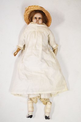 Lot 201 - Mid 19th Century wax shoulder head doll