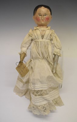 Lot 205 - 19th Century large painted wooden peg doll