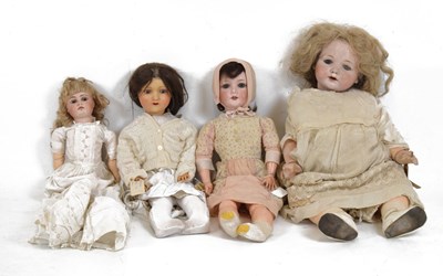 Lot 199 - Four early 20th Century German bisque headed dolls