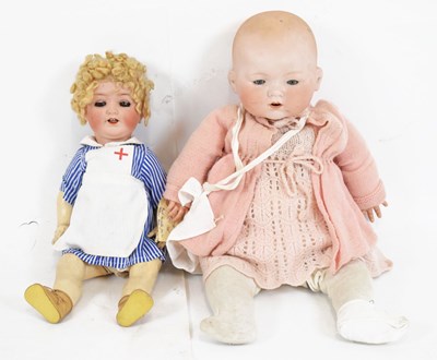 Lot 198 - Two early 20th Century German bisque head dolls