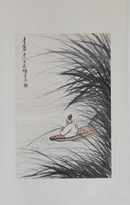 Lot 346 - Zhang Shanzi, (1882-1940) - Chinese watercolour scroll painting