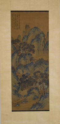 Lot 348 - Chinese watercolour on silk scroll painting
