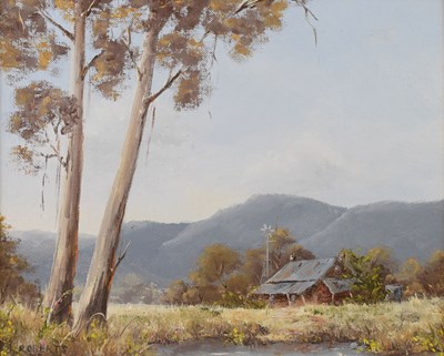 Lot 554 - Kaye Roberts (Australian) - Oil on board - 'Prospectors Cottage'