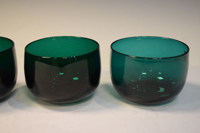 Lot 365 - Set of four Victorian green glass finger bowls