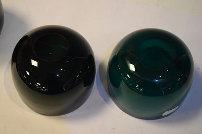 Lot 365 - Set of four Victorian green glass finger bowls