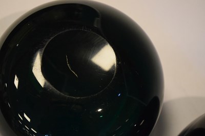 Lot 365 - Set of four Victorian green glass finger bowls
