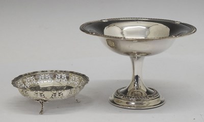Lot 188 - Edwardian silver pedestal dish by Asprey and bon-bon dish