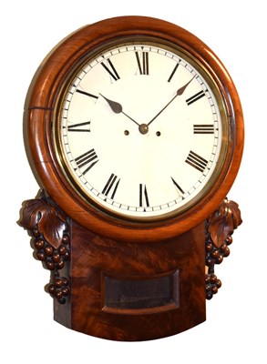 Lot 519 - Mid 19th Century mahogany-cased twin fusee drop-dial wall clock