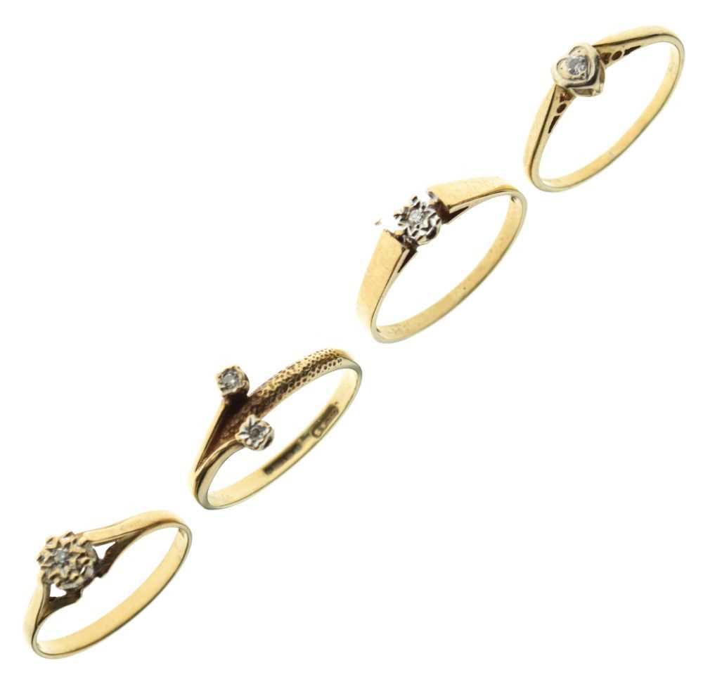 Lot 19 - Four 9ct gold dress rings