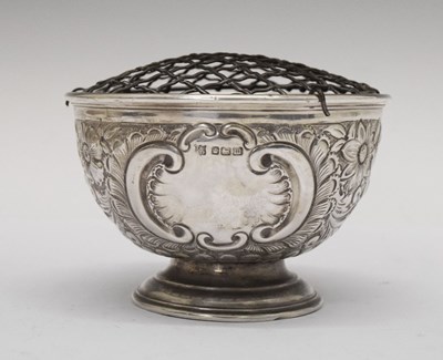 Lot 174 - Edwardian silver floral embossed pedestal rose bowl