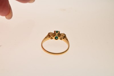 Lot 6 - 18ct gold, emerald and diamond three-stone ring