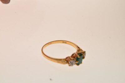 Lot 6 - 18ct gold, emerald and diamond three-stone ring