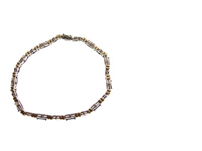 Lot 80 - Yellow metal (14k) diamond and sapphire bracelet