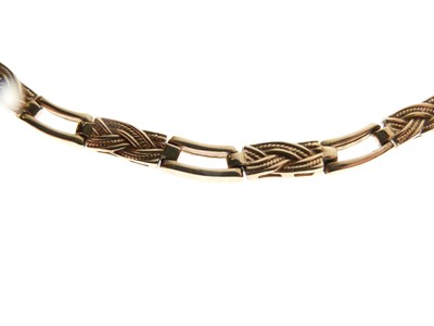 Lot 64 - 9ct gold necklace of flexible open and 'plaited' links