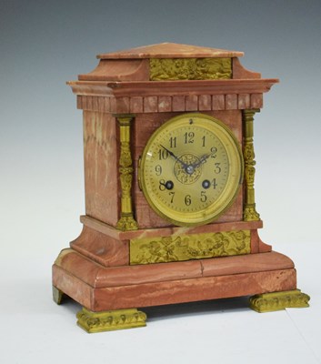 Lot 507 - Late 19th/early 20th Century French pink marble mantel clock