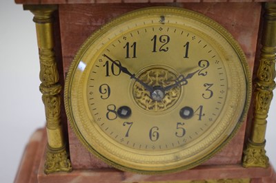 Lot 507 - Late 19th/early 20th Century French pink marble mantel clock