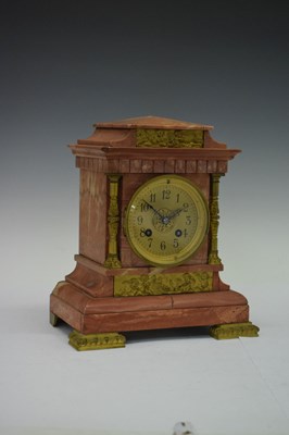 Lot 507 - Late 19th/early 20th Century French pink marble mantel clock
