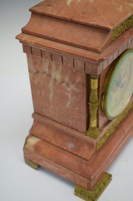 Lot 507 - Late 19th/early 20th Century French pink marble mantel clock