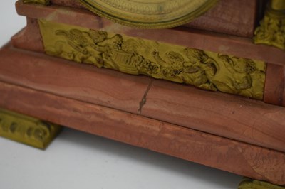 Lot 507 - Late 19th/early 20th Century French pink marble mantel clock