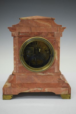 Lot 507 - Late 19th/early 20th Century French pink marble mantel clock