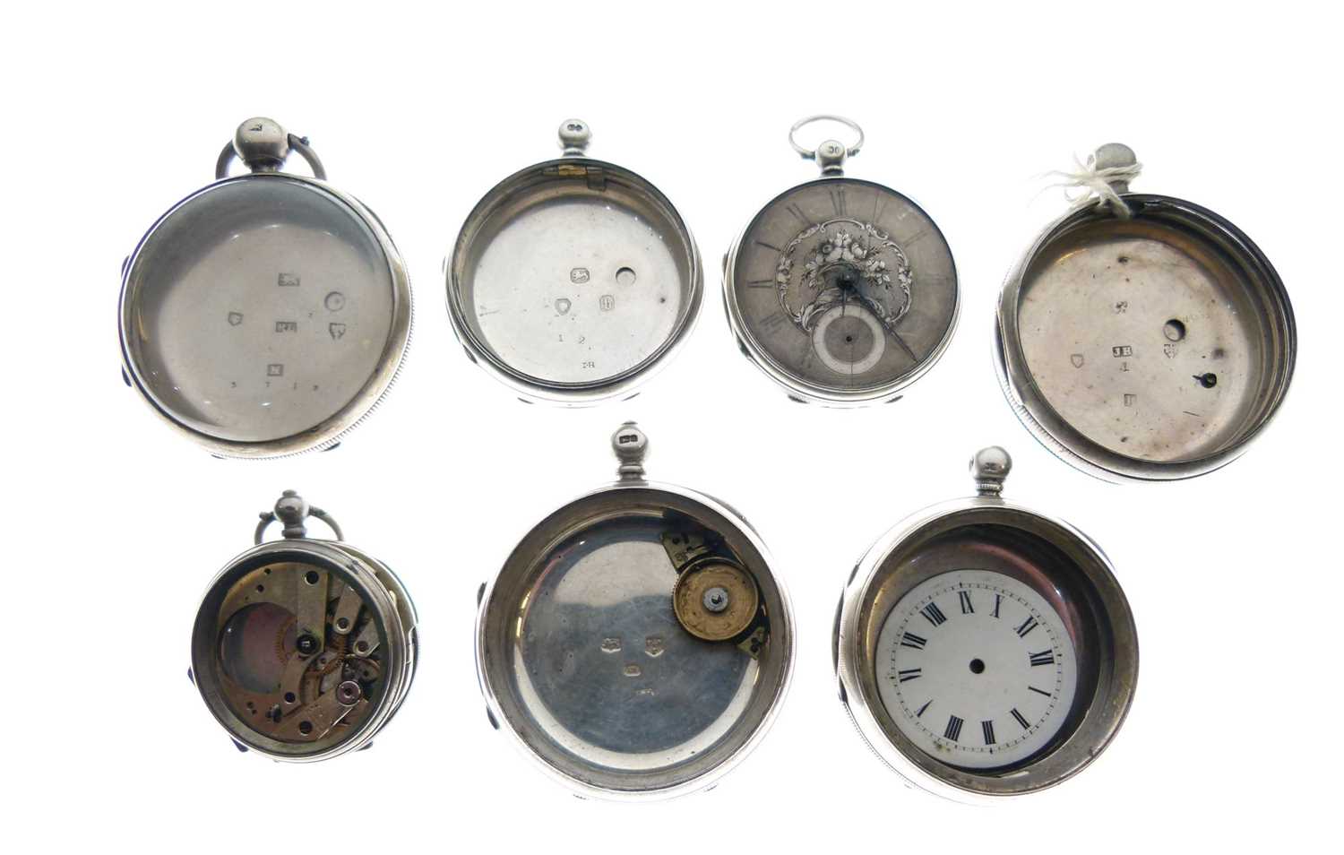 Lot 138 - Assorted silver pocket watch backs and parts