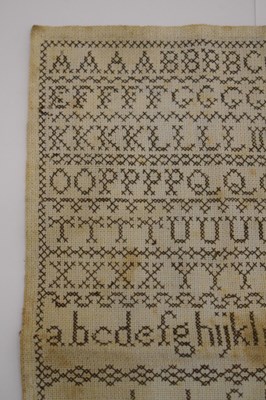 Lot 344 - Victorian needlework sampler dated 1854