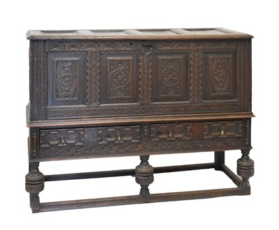 Lot 544 - Oak coffer on stand