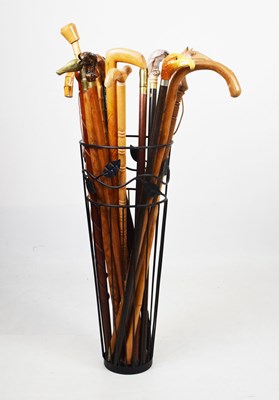 Lot 354 - Quantity of walking sticks and modern stick or umbrella stand