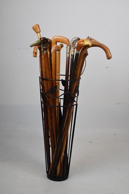 Lot 354 - Quantity of walking sticks and modern stick or umbrella stand