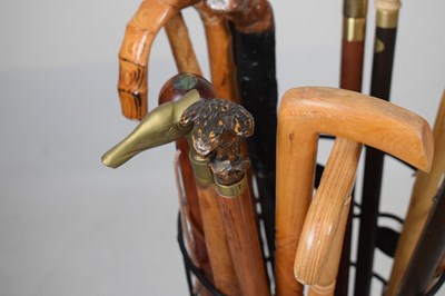 Lot 354 - Quantity of walking sticks and modern stick or umbrella stand